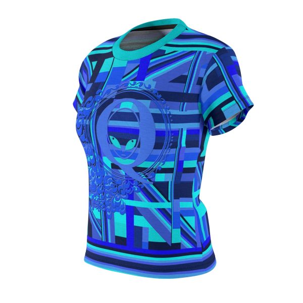 Women's Cut & Sew Tee (AOP) - Q Splash Geometric Multi Blue BG - Image 3