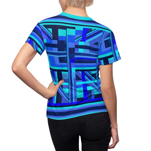 Women's Cut & Sew Tee (AOP) - Q Splash Geometric Multi Blue BG - Image 5