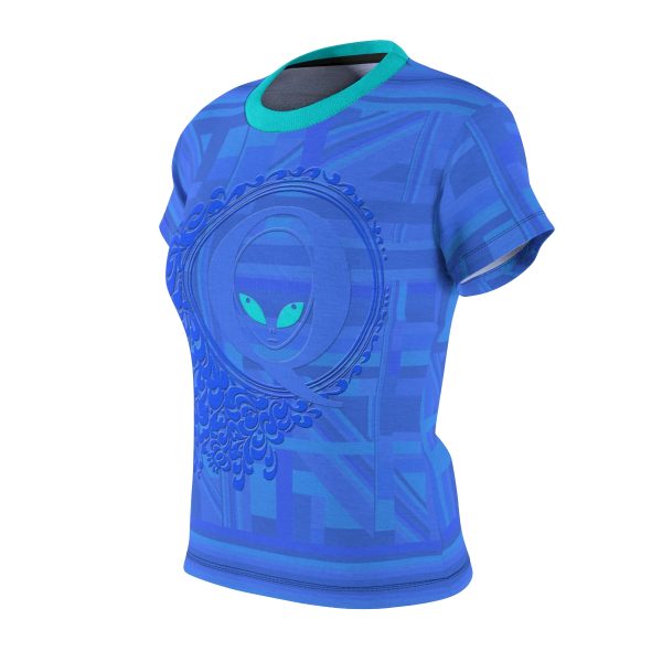 Women's Cut & Sew Tee (AOP)  - Q Splash Blue Geometric BG - Image 3
