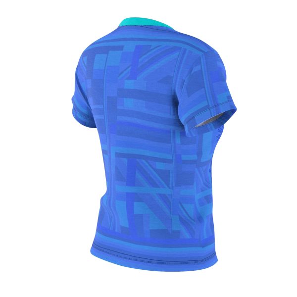 Women's Cut & Sew Tee (AOP)  - Q Splash Blue Geometric BG - Image 4