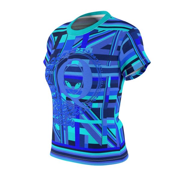 Women's Cut & Sew Tee (AOP) - Q Splash Geometric Multi Blue BG - Image 8