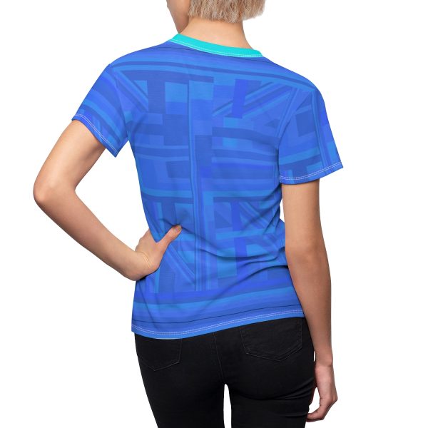 Women's Cut & Sew Tee (AOP)  - Q Splash Blue Geometric BG - Image 11