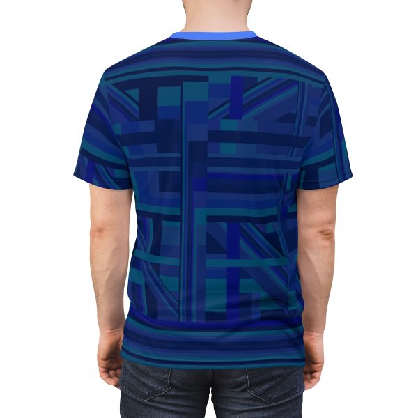 Unisex Cut & Sew Tee (AOP) - Q Splash Dark Blue BG - Image 6