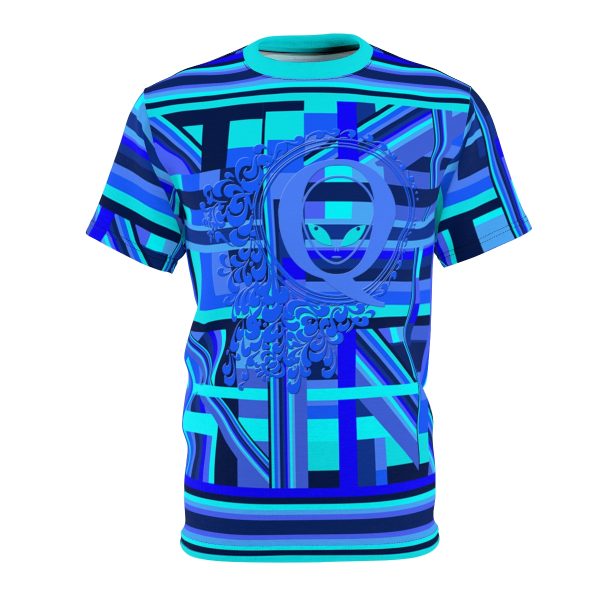 Unisex Cut & Sew Tee (AOP) - Q Splash Geometric Multi Blue BG - Image 2