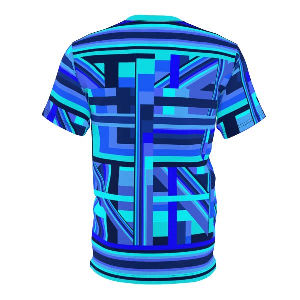 Unisex Cut & Sew Tee (AOP) - Q Splash Geometric Multi Blue BG - Image 3