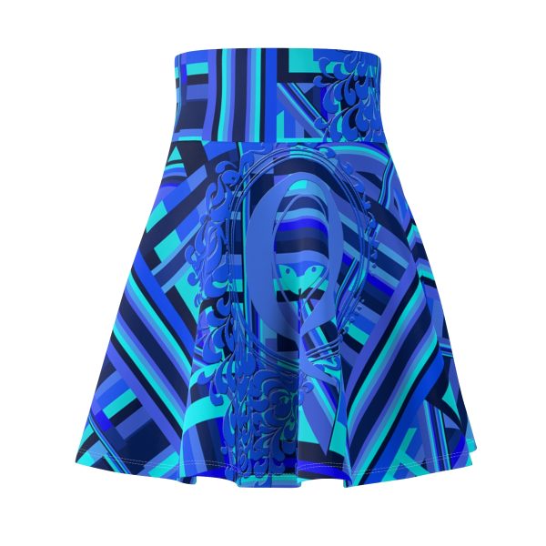 Women's Skater Skirt (AOP) - Q Splash Geometric Multi Blue BG - Image 24