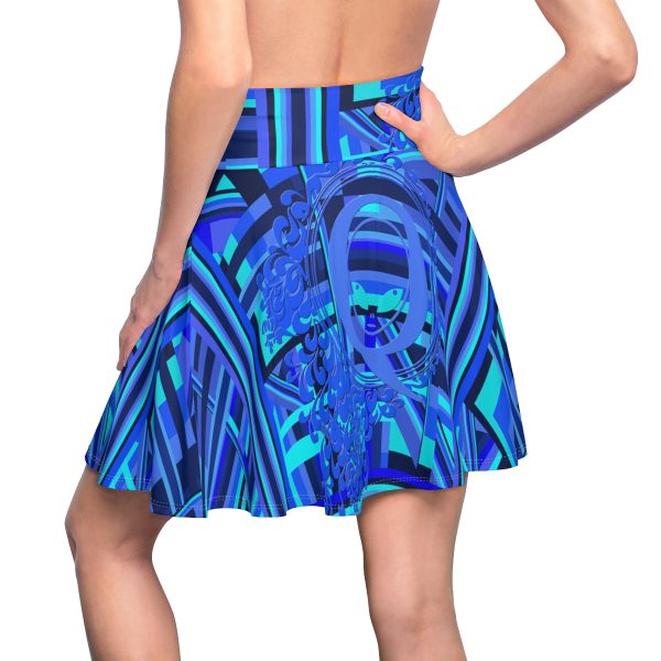 Women's Skater Skirt (AOP) - Q Splash Geometric Multi Blue BG