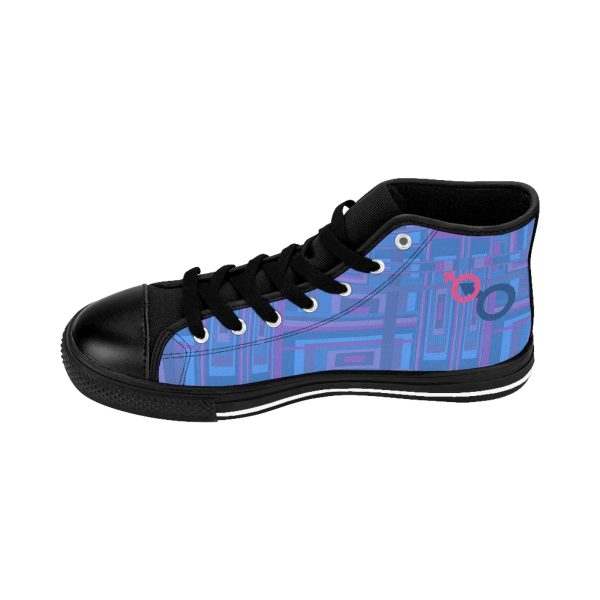 Men's Classic Sneakers - Man In Woman Faded Blue Geometric BG - Image 8