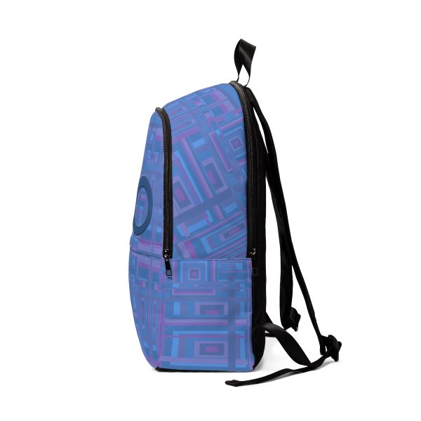 Unisex Fabric Backpack - Man In Woman Faded Blue Geometric BG - Image 3