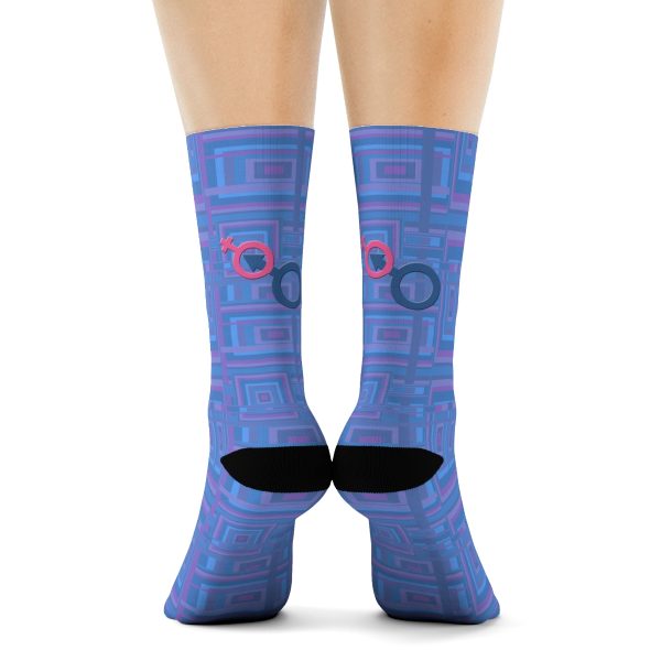 Crew Socks - Man In Woman Faded Pale Pink Geometric BG - Image 9