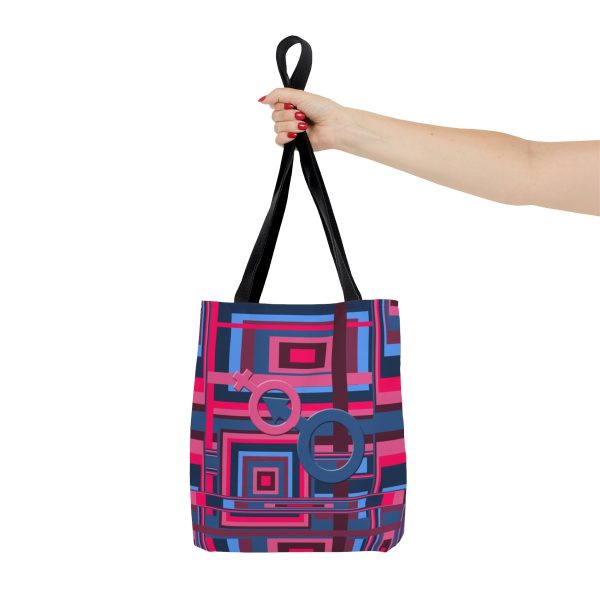 Tote Bag (AOP) - Man In Woman Geometric BG - Image 3