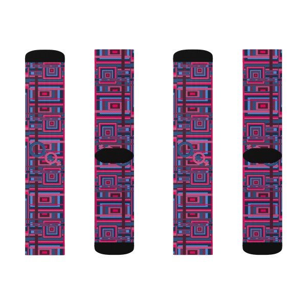 Sublimation Socks - Man In Woman Geometric BG - Image 10