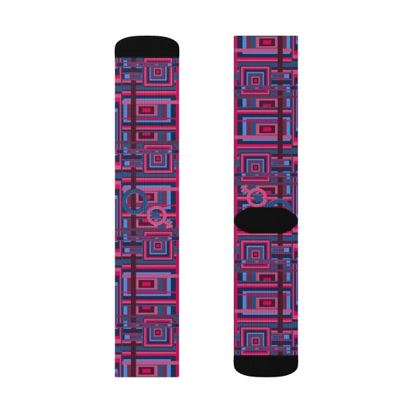 Sublimation Socks - Man In Woman Geometric BG - Image 7