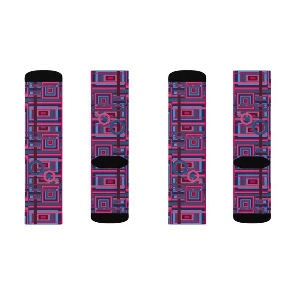 Sublimation Socks - Man In Woman Geometric BG - Image 2