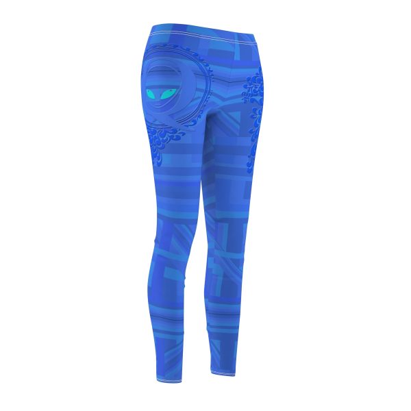 Women's Cut & Sew Casual Leggings (AOP) - Q Splash Blue Geometric BG - Image 4