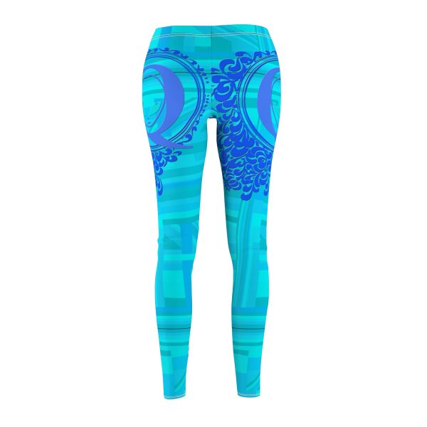 Women's Cut & Sew Casual Leggings (AOP) - Q Splash Turquoise Geometric BG - Image 3