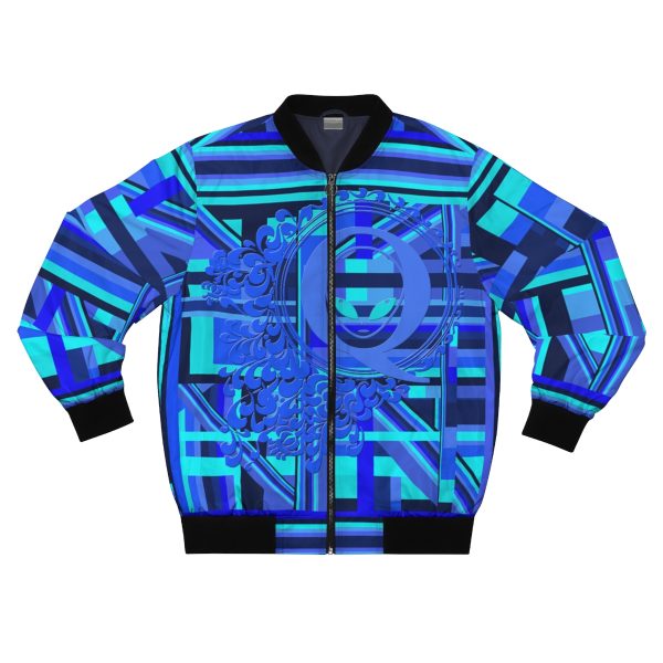 Men's Bomber Jacket (AOP)  - Q Splash Geometric Multi Blue BG - Image 2