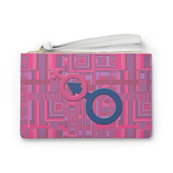 Clutch Bag - Man In Woman Faded Pink Geometric BG