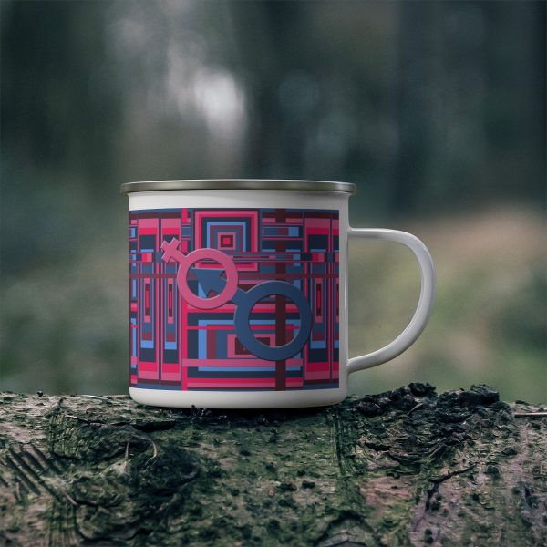 Enamel Camping Mug - Man In Woman Geometric BG - Image 5