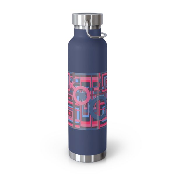 Copper Vacuum Insulated Bottle, 22oz - Man In Woman Geometric BG - Image 2