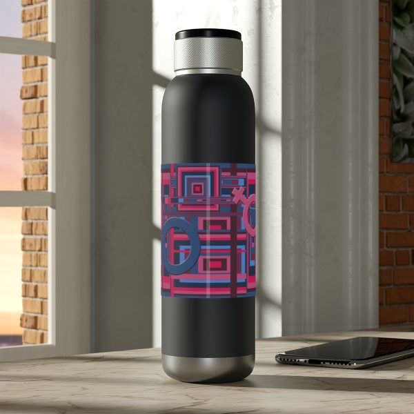 Soundwave Copper Vacuum Audio Bottle 22oz - Man In Woman Geometric BG - Image 6