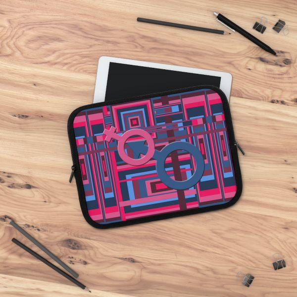 Laptop Sleeve - Man In Woman Geometric BG - Image 11