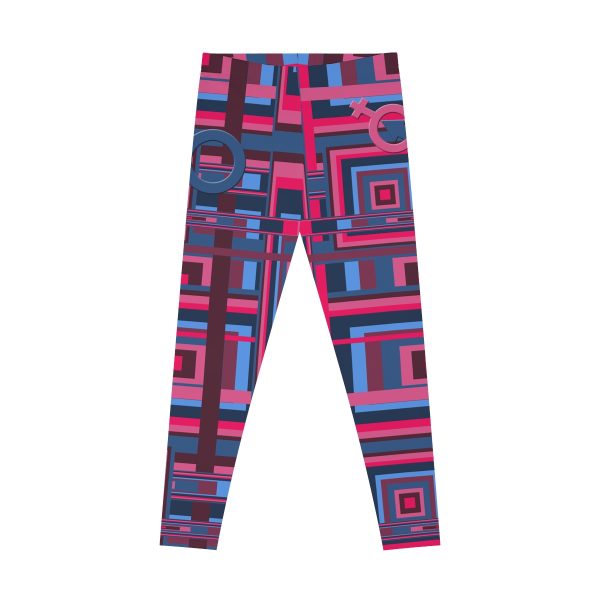 Stretchy Leggings (AOP) - Man In Woman Geometric BG - Image 14