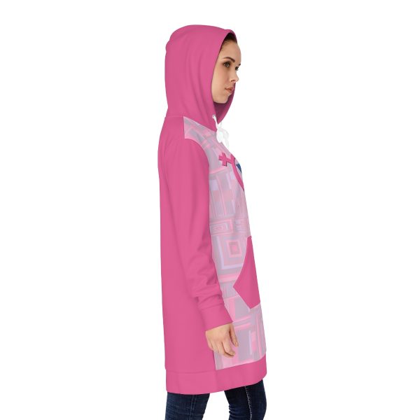 Women's Hoodie Dress (AOP) - Man In Woman Faded Pink Geometric BG - Image 12