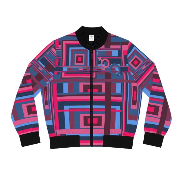 Women's Bomber Jacket (AOP) - Man In Woman Geometric BG - Image 2