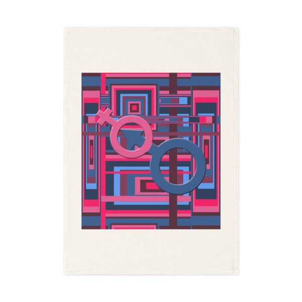 Cotton Tea Towel - Man In Woman Geometric BG - Image 2
