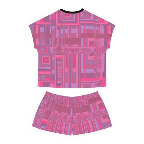 Women's Short Pajama Set (AOP) - Man In Woman Faded Pink Geometric BG - Image 3