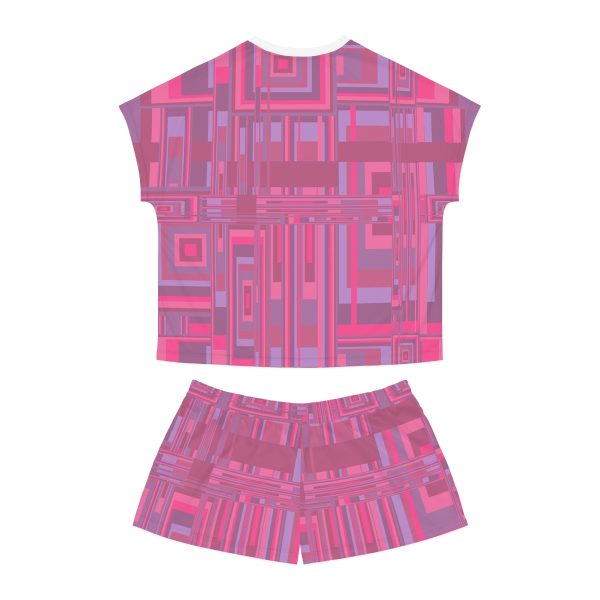 Women's Short Pajama Set (AOP) - Man In Woman Faded Pink Geometric BG - Image 9