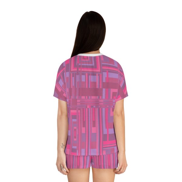 Women's Short Pajama Set (AOP) - Man In Woman Faded Pink Geometric BG - Image 14