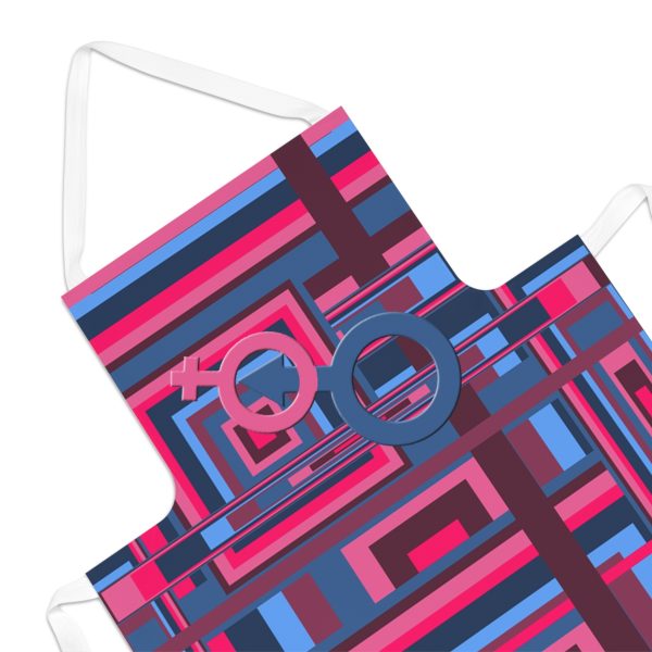 Adult Apron (AOP) - Man In Woman Geometric BG - Image 3