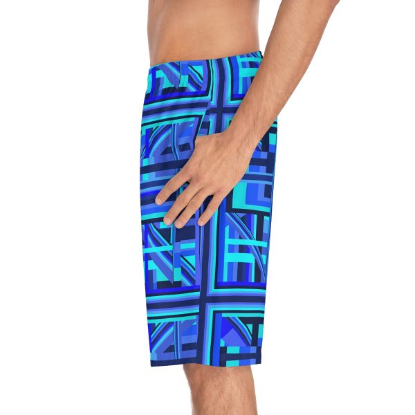 Men's Board Shorts (AOP) - Q Splash Geometric Multi Blue BG - Image 5