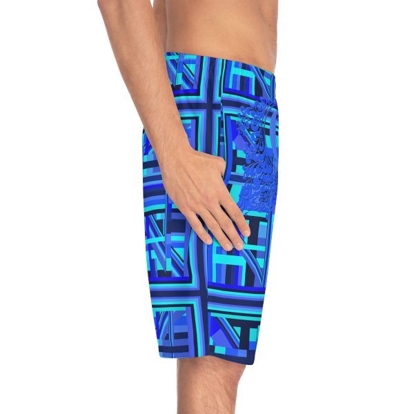 Men's Board Shorts (AOP) - Q Splash Geometric Multi Blue BG - Image 6