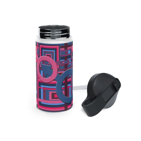 Stainless Steel Water Bottle, Standard Lid - Man In Woman Geometric BG - Image 12