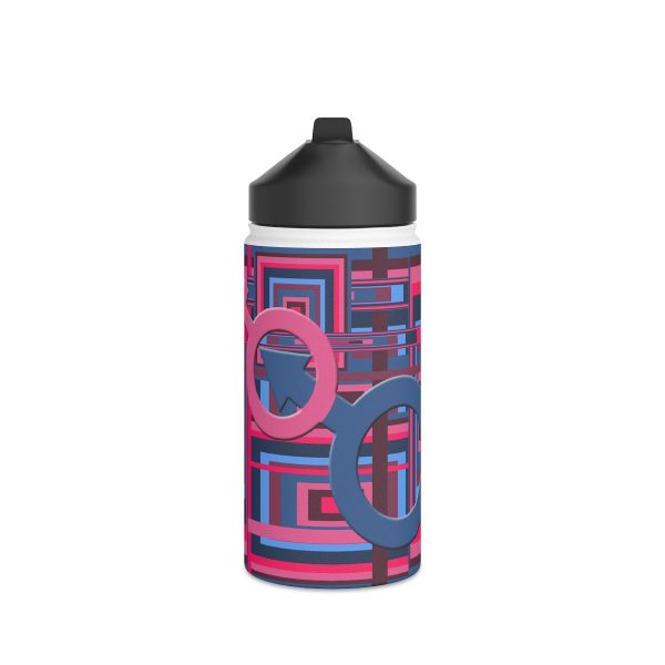 Stainless Steel Water Bottle, Standard Lid - Man In Woman Geometric BG - Image 8