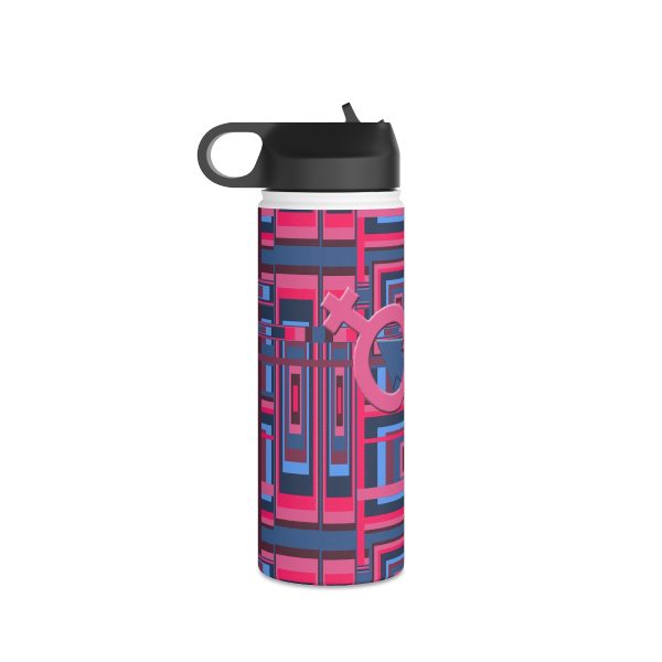 Stainless Steel Water Bottle, Standard Lid - Man In Woman Geometric BG - Image 17