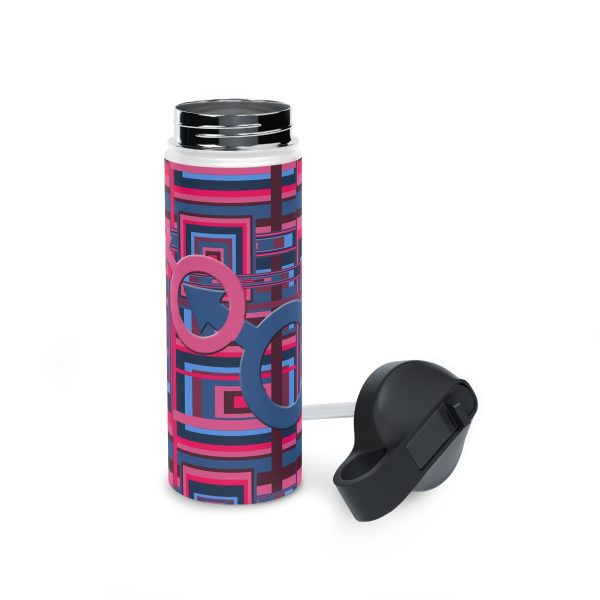 Stainless Steel Water Bottle, Standard Lid - Man In Woman Geometric BG - Image 19