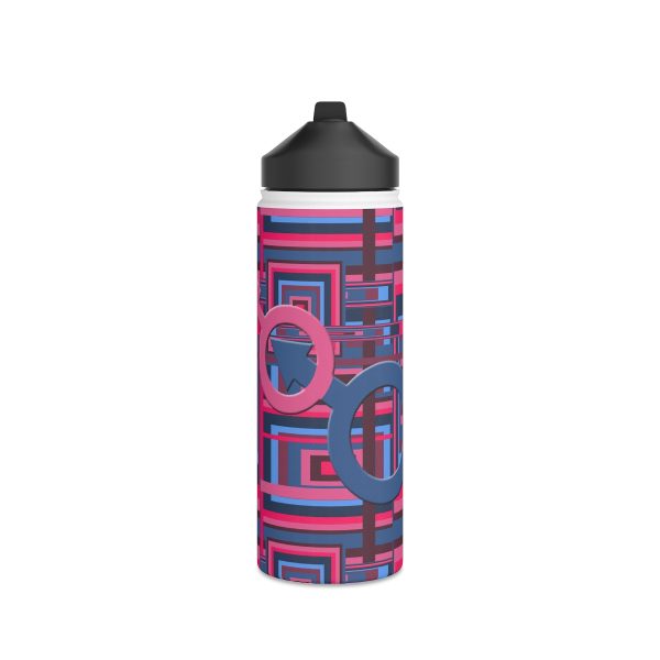 Stainless Steel Water Bottle, Standard Lid - Man In Woman Geometric BG - Image 15