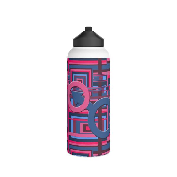 Stainless Steel Water Bottle, Standard Lid - Man In Woman Geometric BG - Image 2