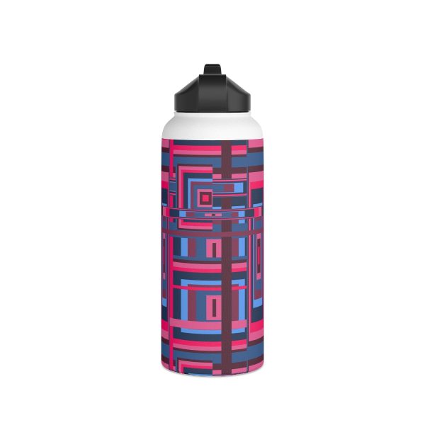 Stainless Steel Water Bottle, Standard Lid - Man In Woman Geometric BG - Image 3