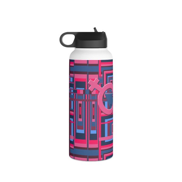 Stainless Steel Water Bottle, Standard Lid - Man In Woman Geometric BG - Image 4