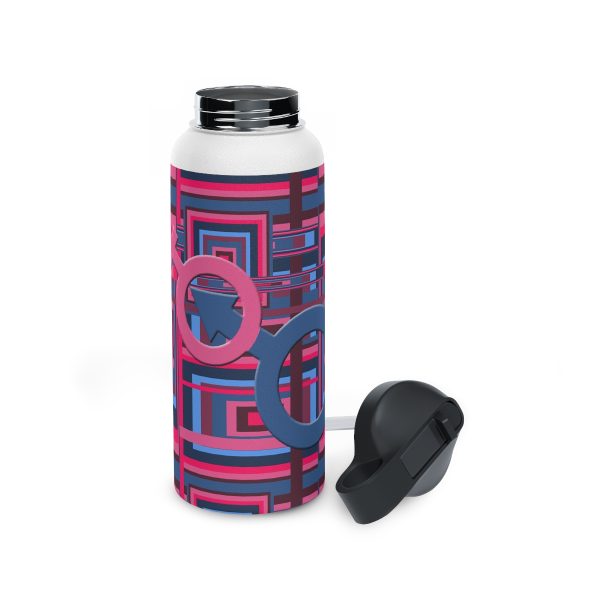 Stainless Steel Water Bottle, Standard Lid - Man In Woman Geometric BG - Image 6