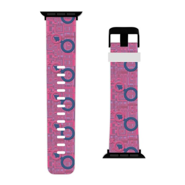 Watch Band for Apple Watch - Man In Woman Faded Pink Geometric BG - Image 32