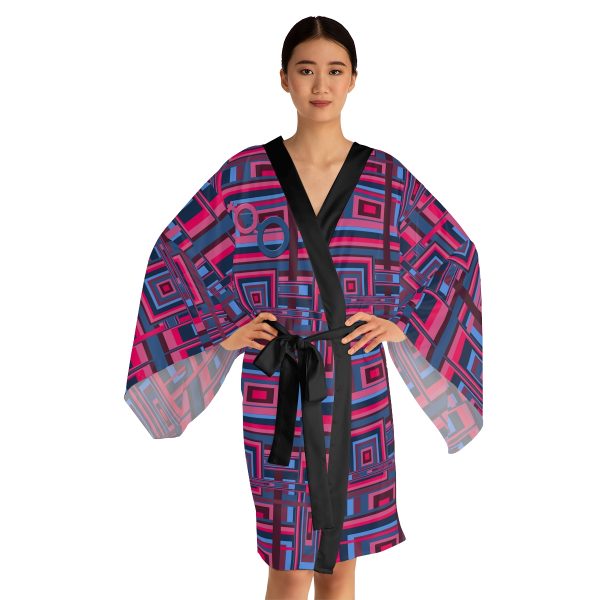 Long Sleeve Kimono Robe (AOP) - Man In Woman Geometric BG - Image 10