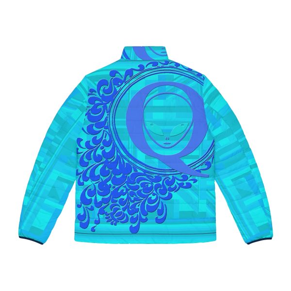 Men's Puffer Jacket (AOP) - Q Splash Turquoise Geometric BG - Image 9
