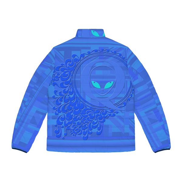 Men's Puffer Jacket (AOP) - Q Splash Blue Geometric BG - Image 3