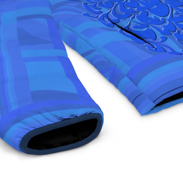 Men's Puffer Jacket (AOP) - Q Splash Blue Geometric BG - Image 7